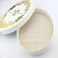 Oval Shape Luxury Beige Jewelry Gift Box with Gold Stamping Logo